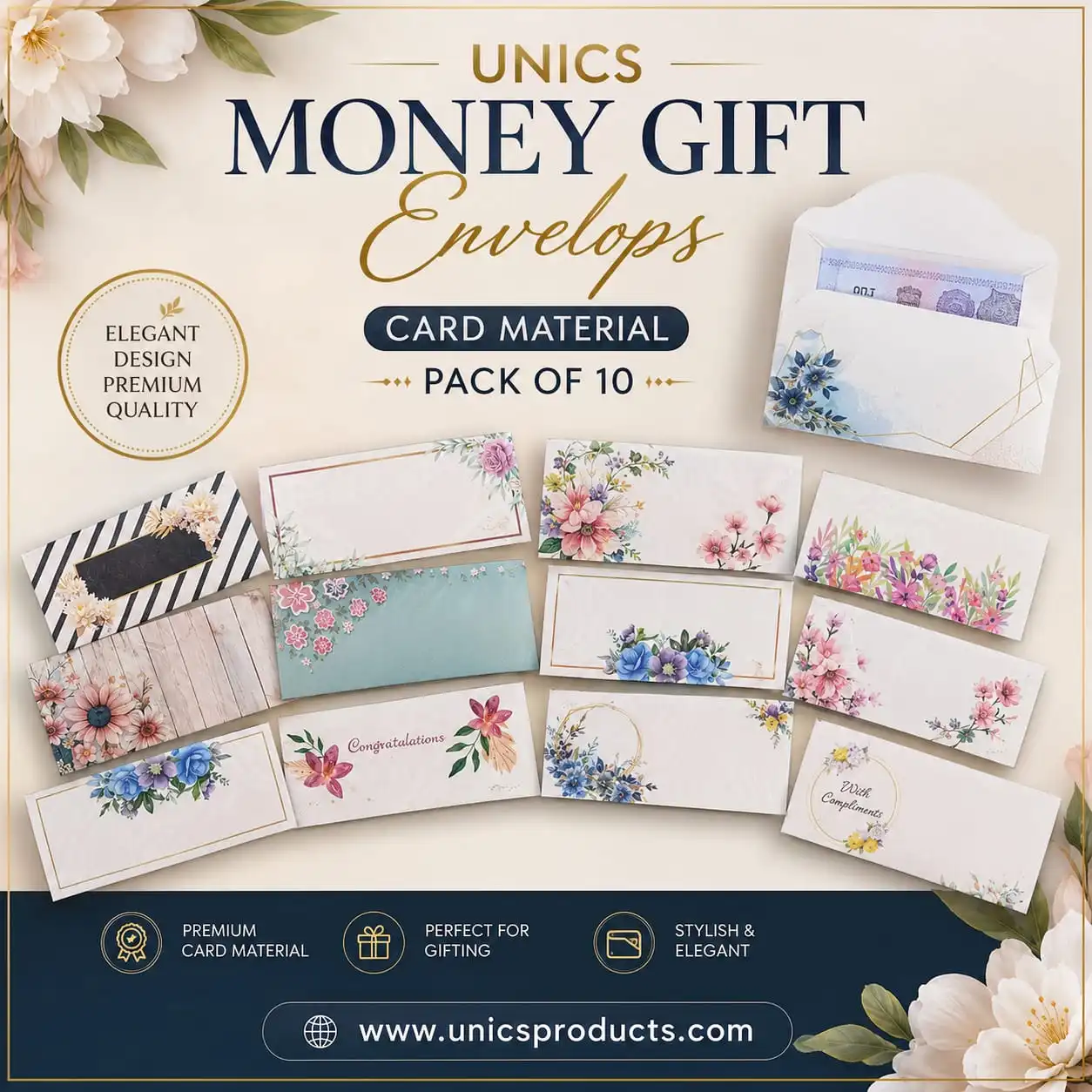 Money Gift Envelopes (Card Material) - Pack of 10