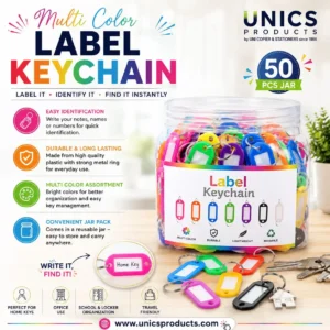 Multi Color Label Keychain - 50-pieces Jar