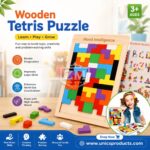 Multicolor Wooden Tetris Puzzle Blocks Board