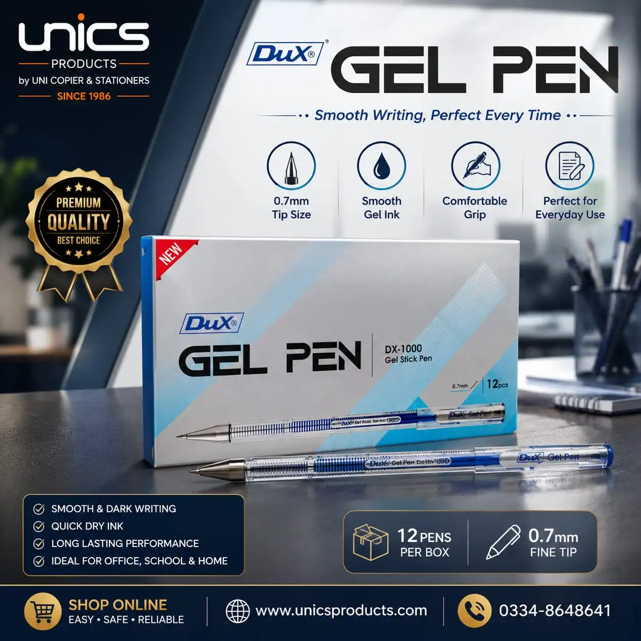 Dux DX-1000 Gel Pen - Effortless Writing for Daily Performance