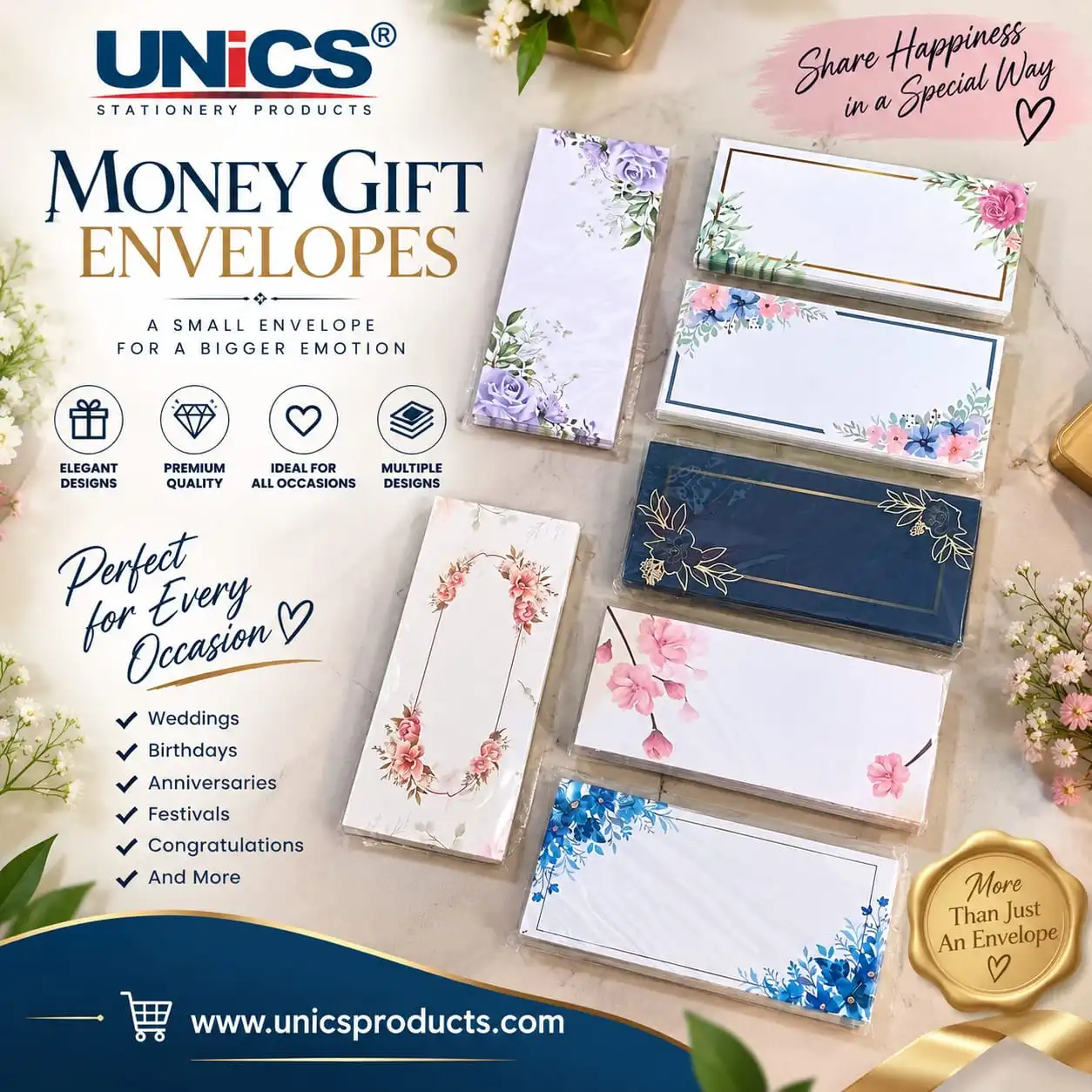Money Gift Envelopes (Card Material) - Pack of 10 - Image 4