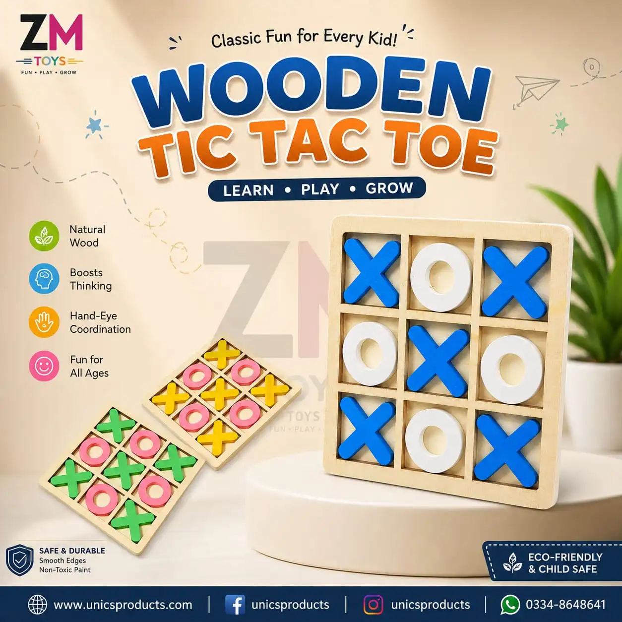 Wooden Tic Tac Toe Game