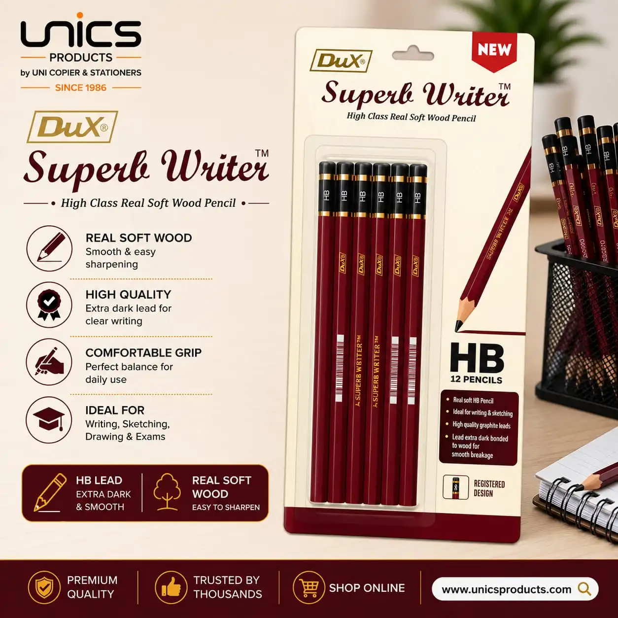 Dux Superb Writer HB Pencils - Pack of 12