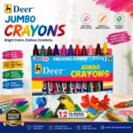 Deer Jumbo Crayons – 12 Classic Wax Crayons
