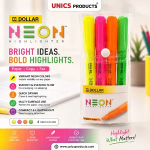 Dollar Neon Highlighter Set (4 Colors)