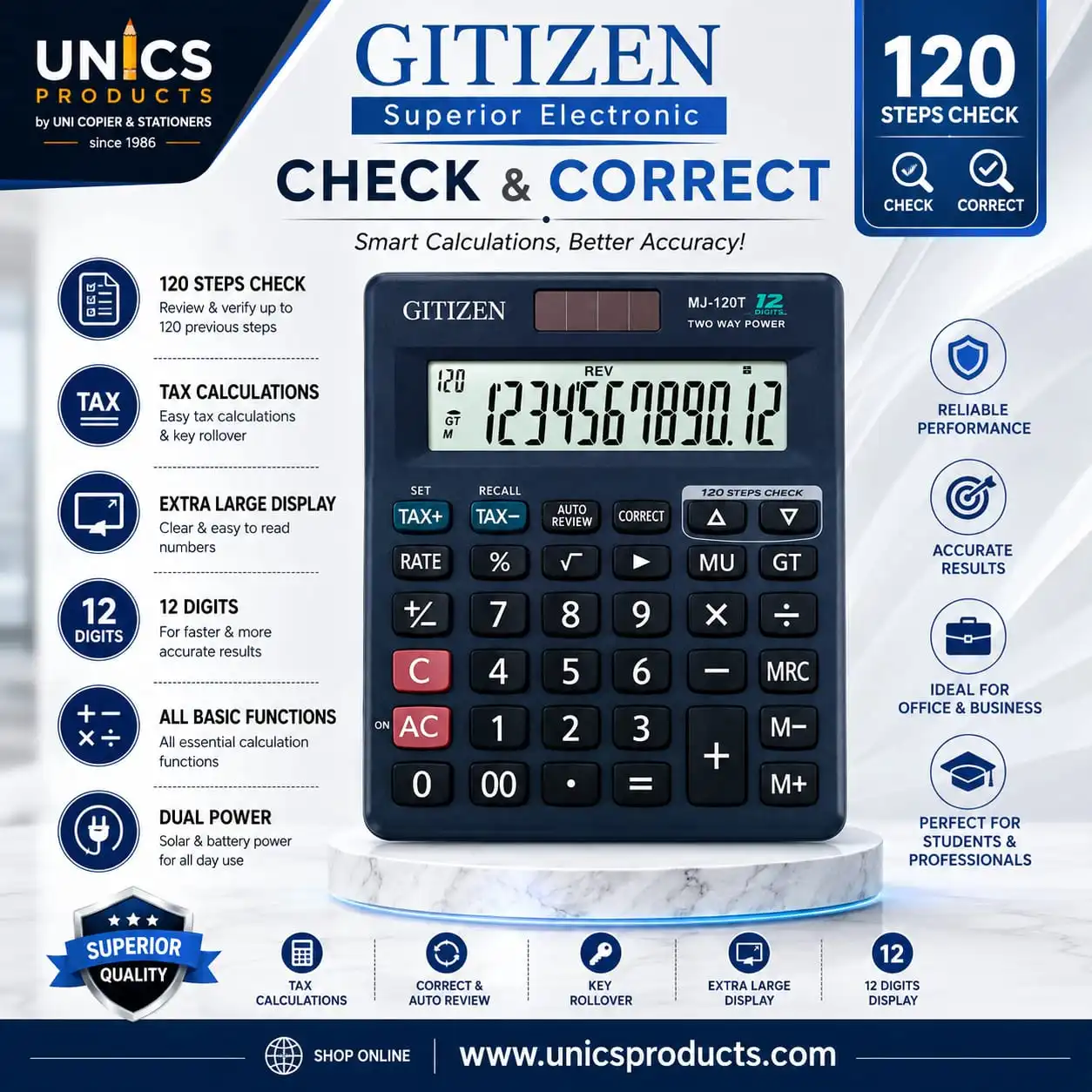GITIZEN MJ-120T-W Calculator