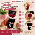 Handmade Crochet Bouquet Keychain