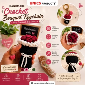 Handmade Crochet Bouquet Keychain
