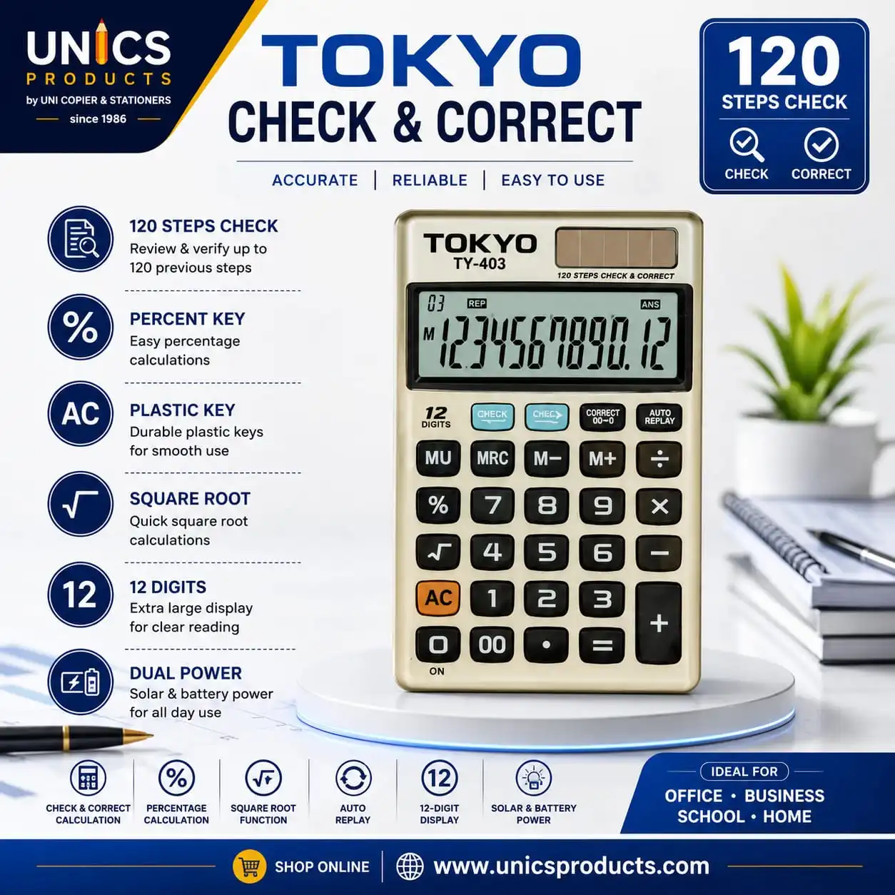TOKYO TY-403 Check & Correct Calculator