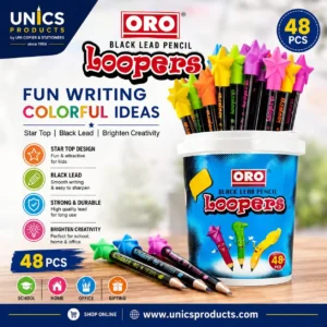 ORO Loopers Black Lead Pencils - 48 Pencils Pack