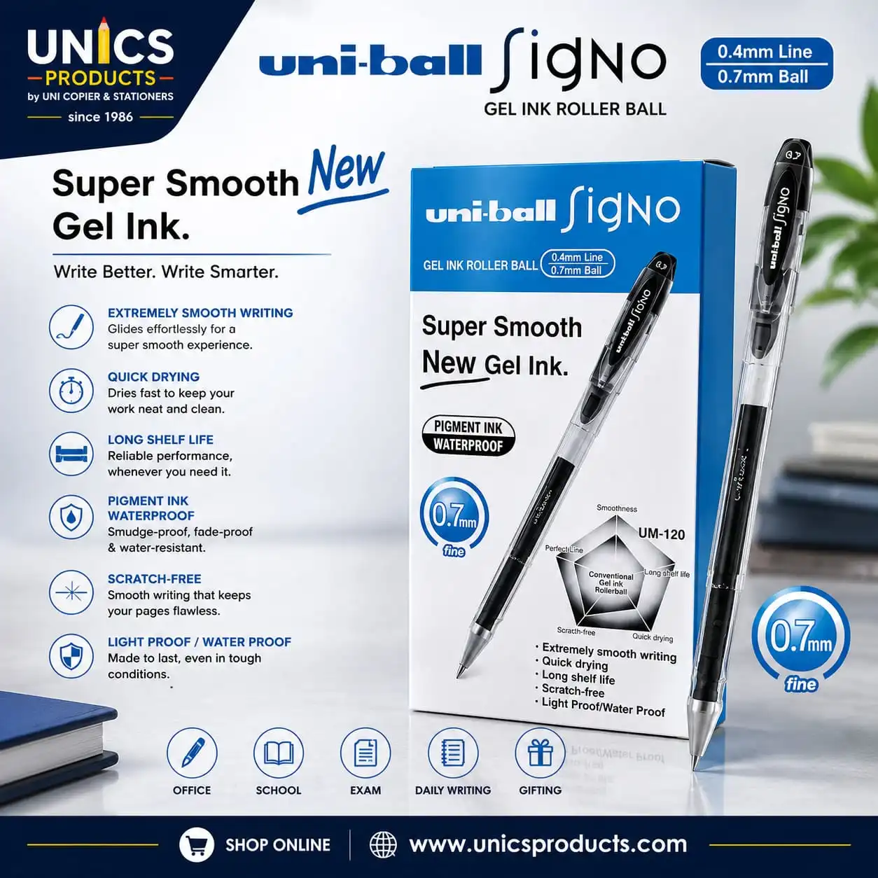 UNI-BALL SIGNO UM-120 Gel Ink Roller Ball