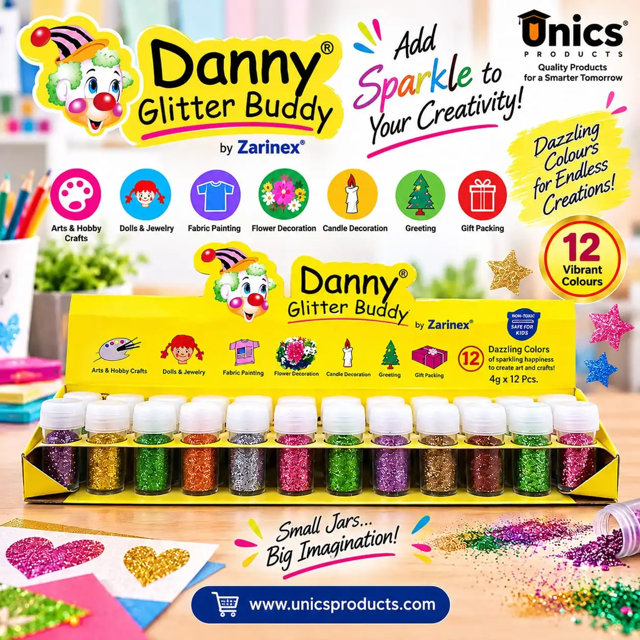 Danny Glitter Buddy by Zarinex® - 12 Dazzling Colours
