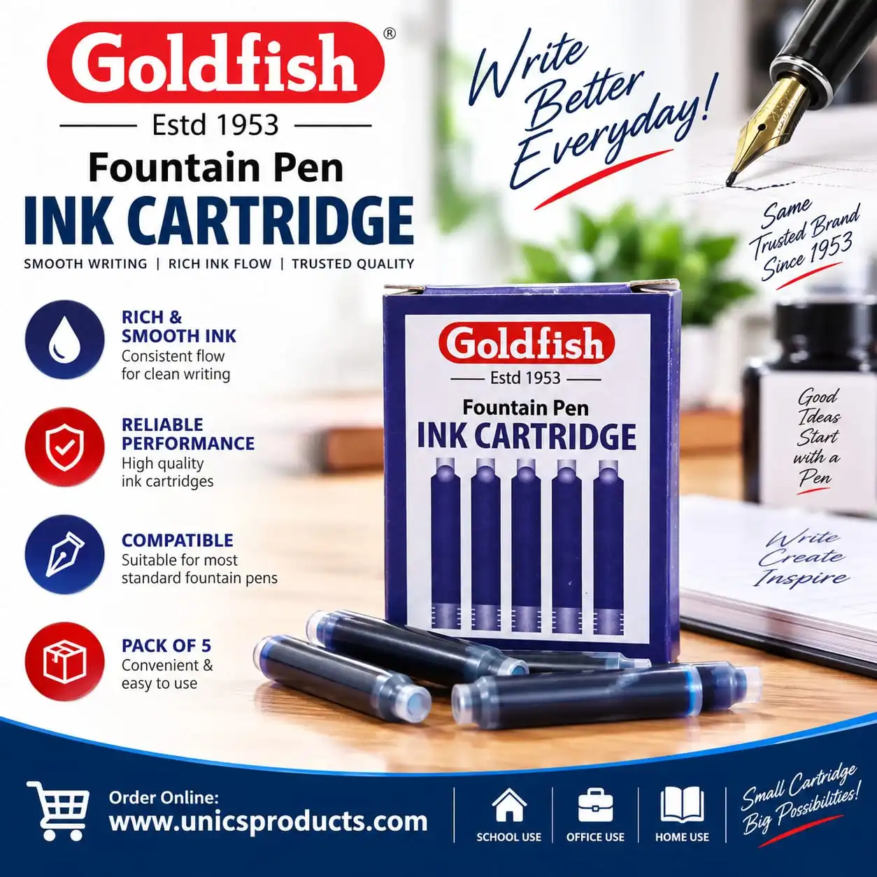 Goldfish Fountain Pen Ink Cartridge Refills