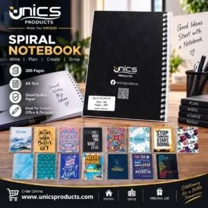 UNICS Spiral Notebook A5 Size - 200 Pages