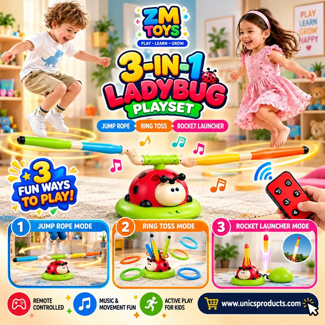 3-in-1 Ladybug Exercise Playset