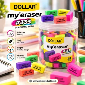 DOLLAR My Erasers #333 Colorful Body - 48 Erasers Jar