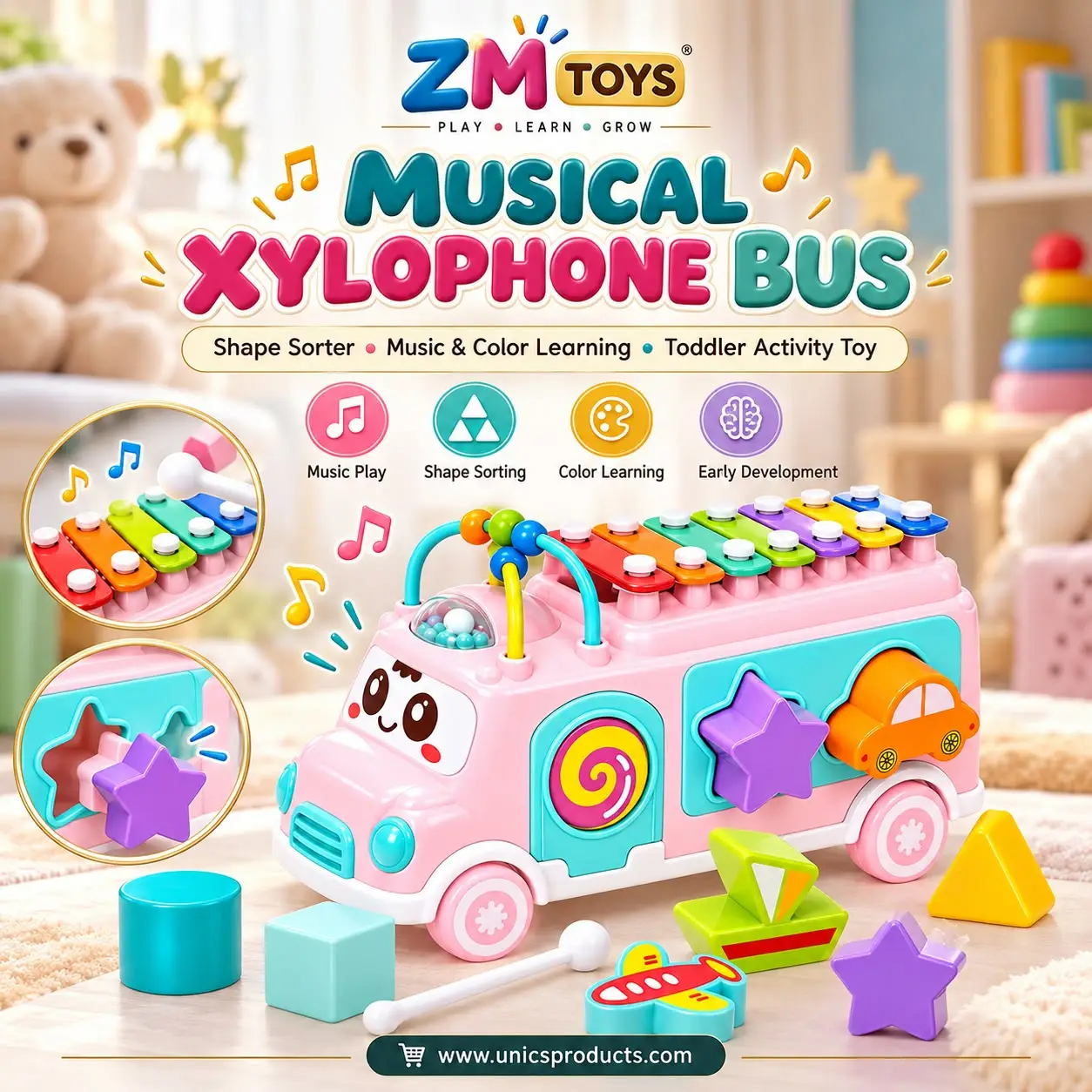 Huanger Baby Musical Xylophone Bus