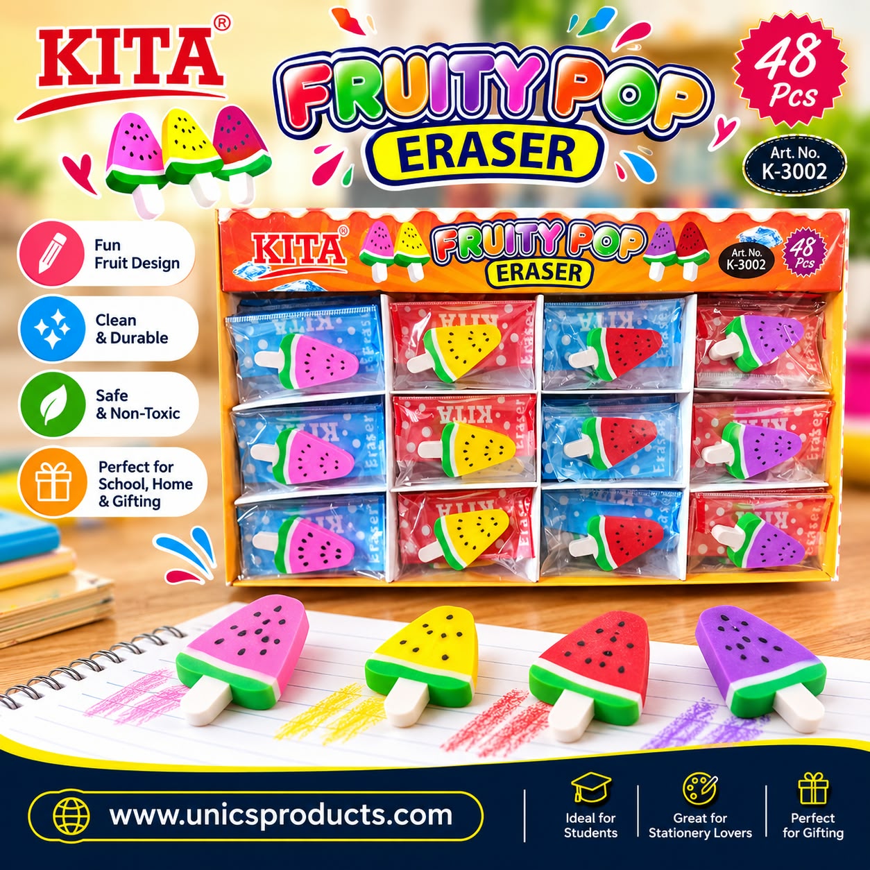KITA Fruity Pop Erasers – Art. No. K-3002