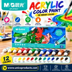 M&G Acrylic Color Paints – 12 Colors × 12ml Each
