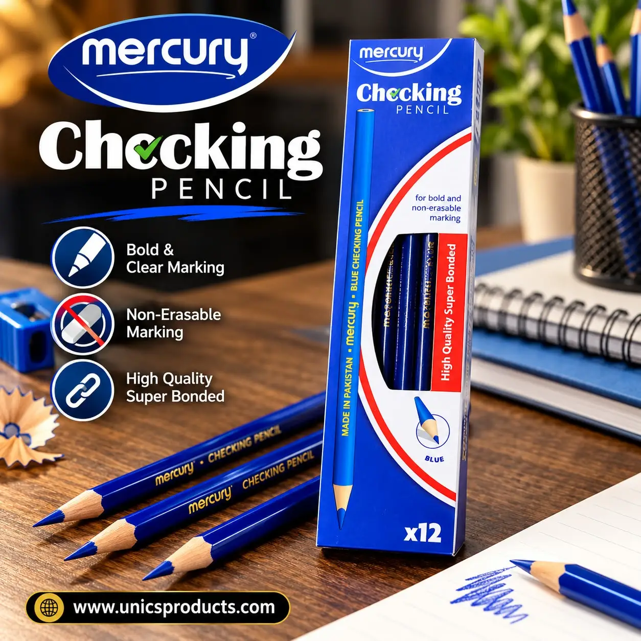 Mercury Blue Checking Pencil - Pack of 12