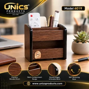 Premium 360° Revolving Wooden Desk Organizer – Model 6019
