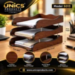 Premium Wooden 3-Tier Paper Tray – Model 5013