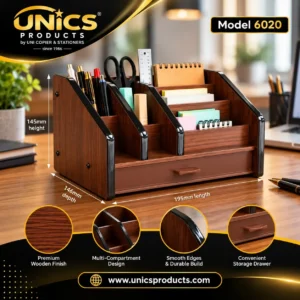 Premium Wooden Desk Organizer with Drawer – Model 6020