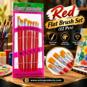 Red Flat Brush Set - Set of 12