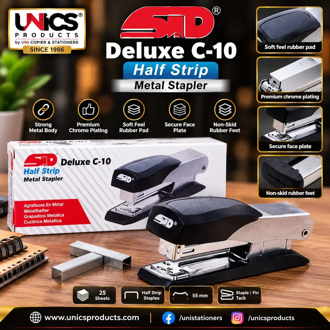 SDI Deluxe C-10 Half Strip Metal Stapler