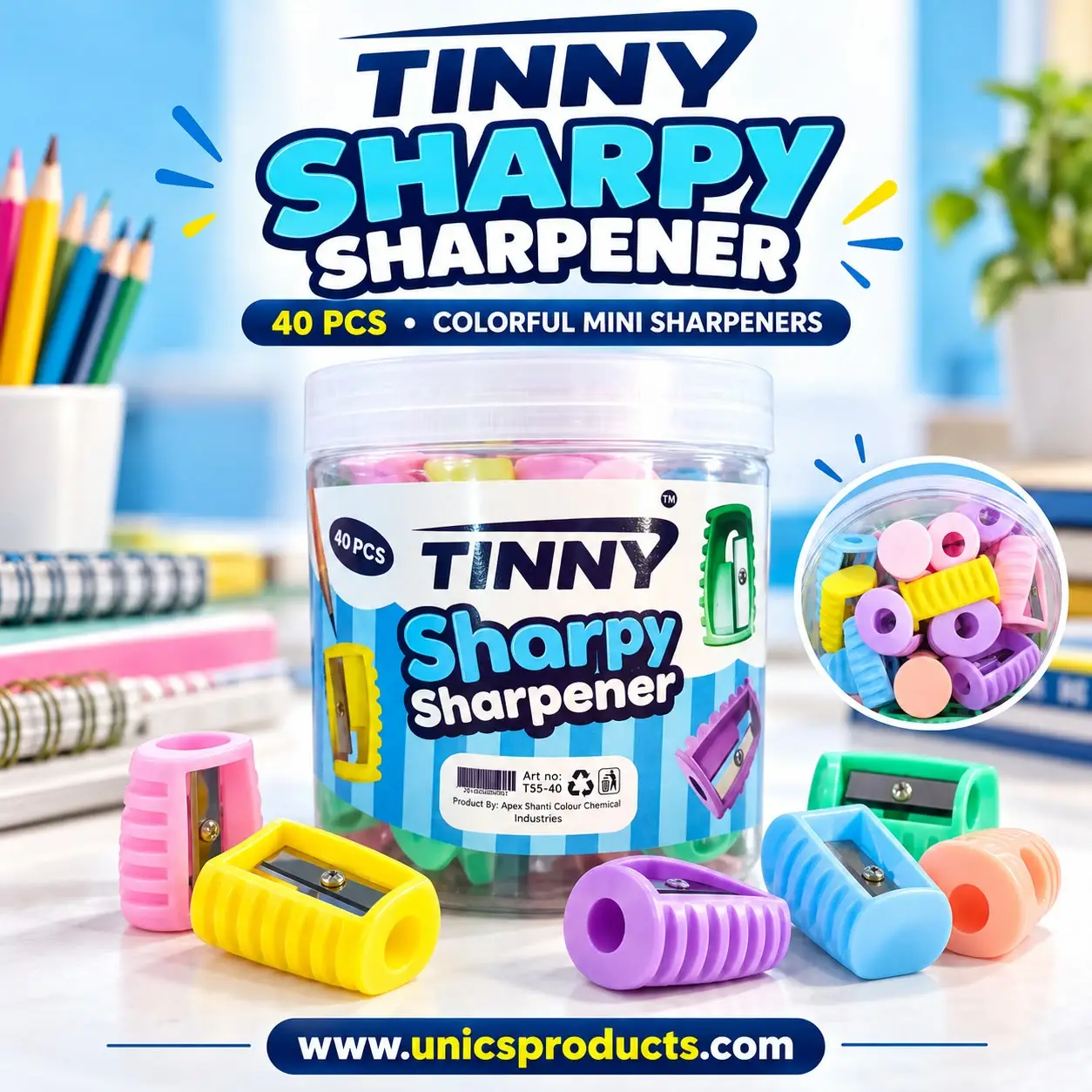 TINNY Sharpy Sharpener – 40 Peices Jar